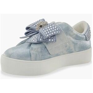 Kurt Geiger London Mini Laney Bow Blue Crystal Embellished Platform Sneakers 28